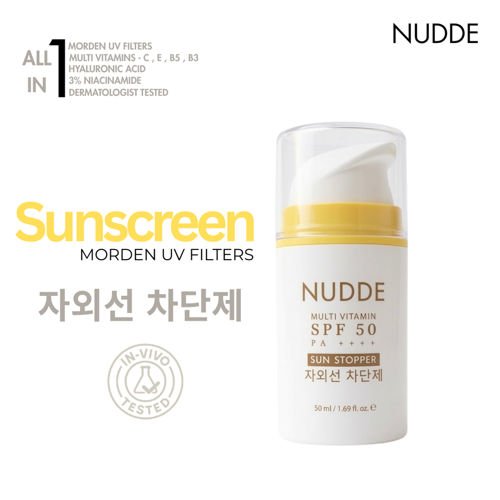 NUDDE Perfumed Sunscreen SPF 50 PA++++ with Niacinamide, Hyaluronic Acid | Lightweight | Non-greasy | UV Protection | Refreshing fragrance | No white cast | Suitable for All Skin Types