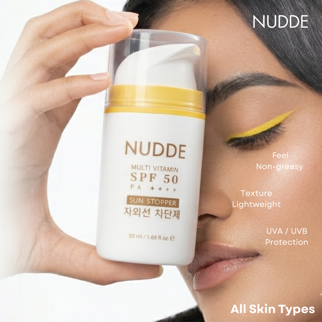 NUDDE Perfumed Sunscreen SPF 50 PA++++ with Niacinamide, Hyaluronic Acid | Lightweight | Non-greasy | UV Protection | Refreshing fragrance | No white cast | Suitable for All Skin Types