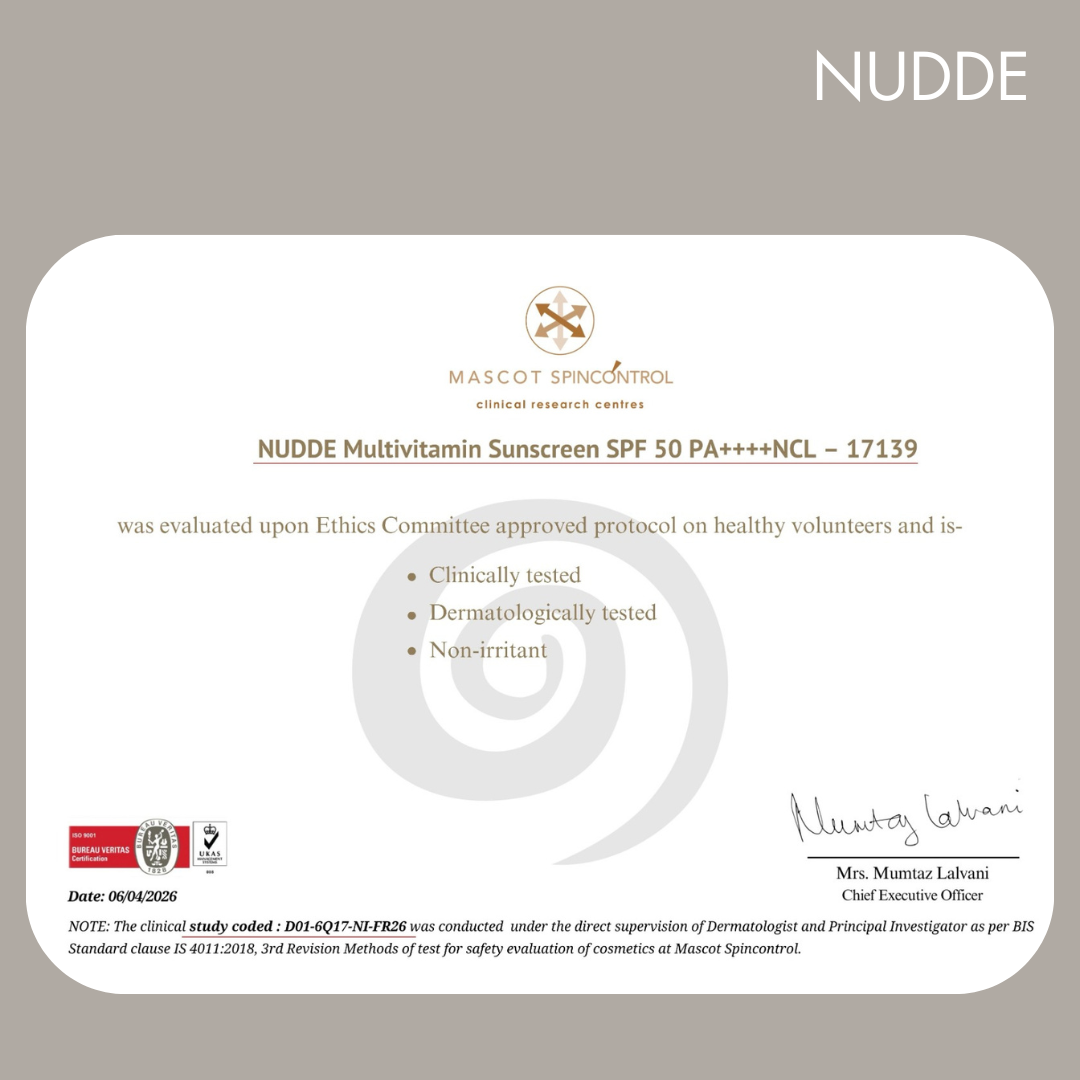 NUDDE Multi Vitamin Sunscreen SPF 50 PA++++ | Korean Inspired Glow Sunscreen | Ultra Lightweight Hydrating Formula | UVA/UVB Protection | No White Cast | Clinically In-Vivo & Dermatologically Tested | 50ml